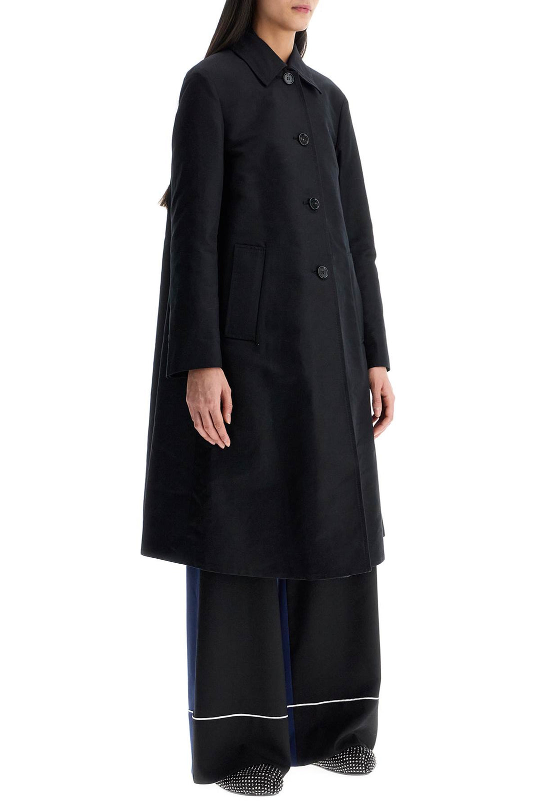 minimalist black cotton raincoat for women-1