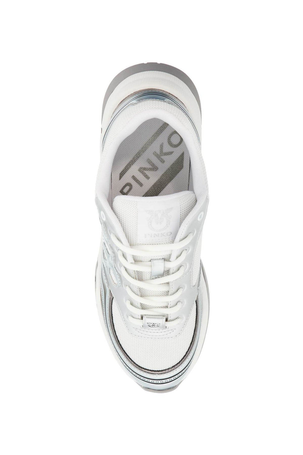 mesh and metallic faux leather sneakers in-1