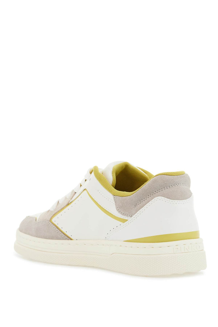 sneakers mandy 08 in white leather with lime details for women-2