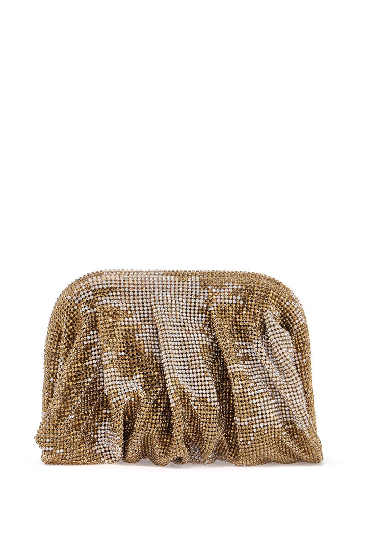 compact bag in sparkling gold rhinestone mesh with hook closure-0