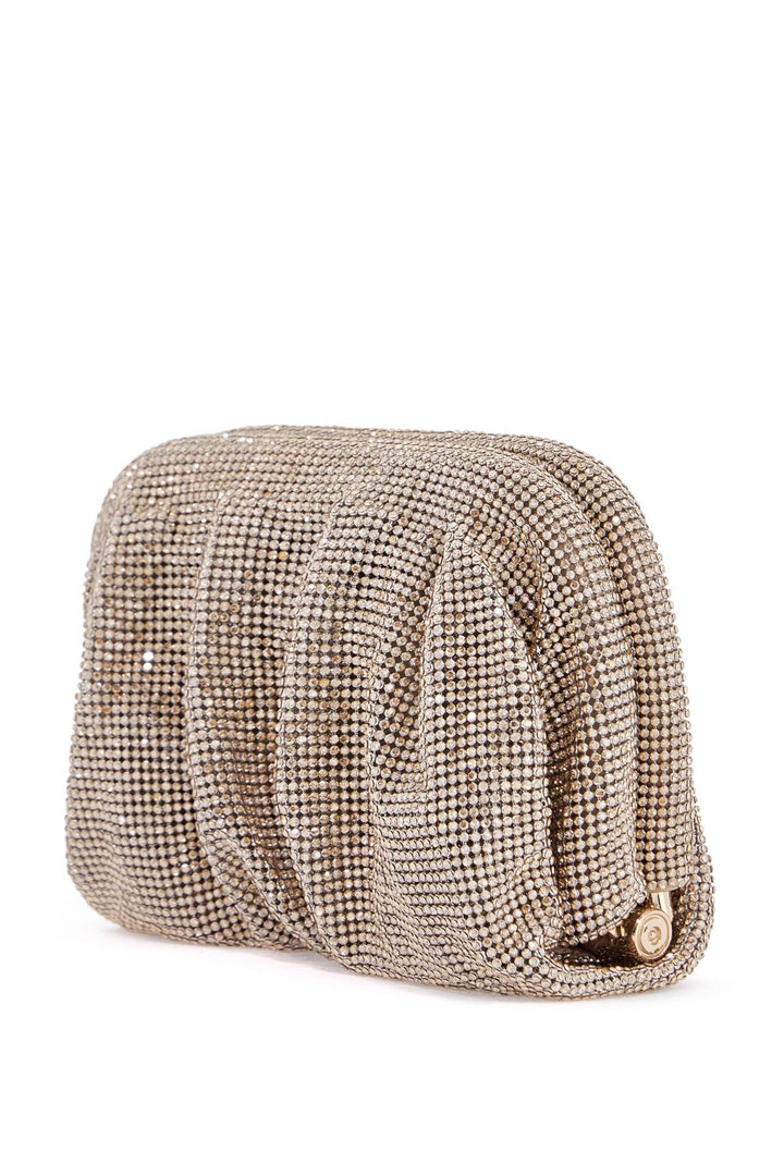 compact pleated light gold rhinestone evening bag-1