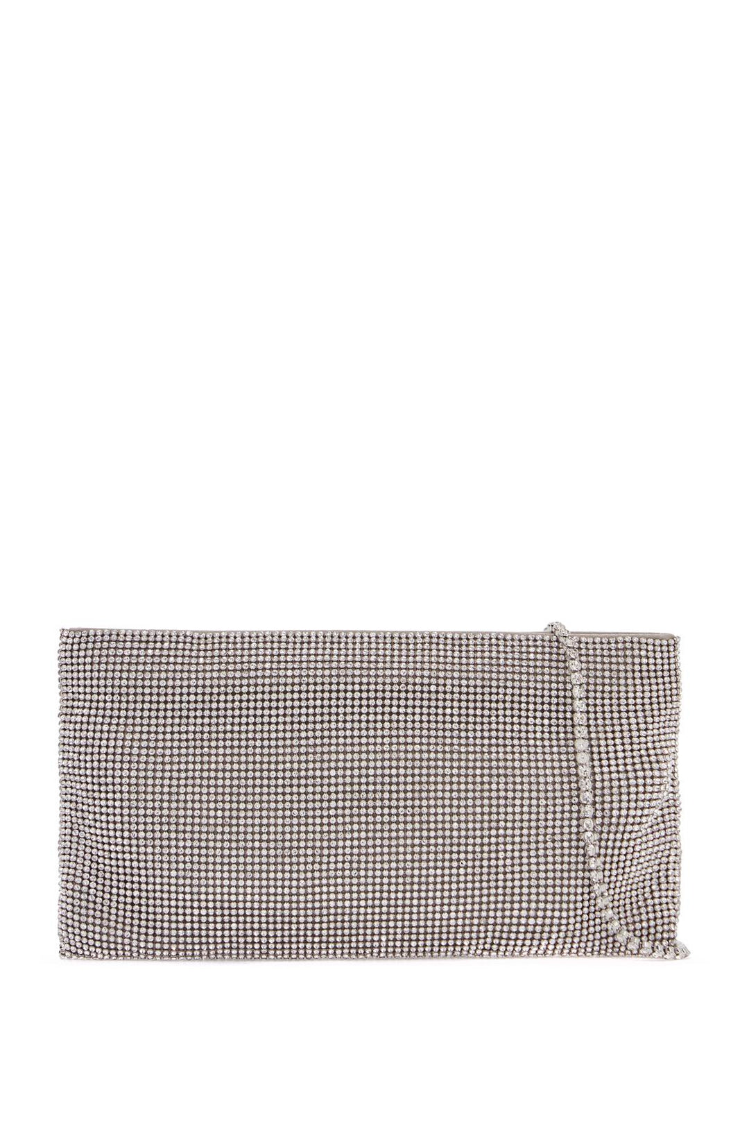 la petite evening bag in crystal on silver with shoulder strap-0