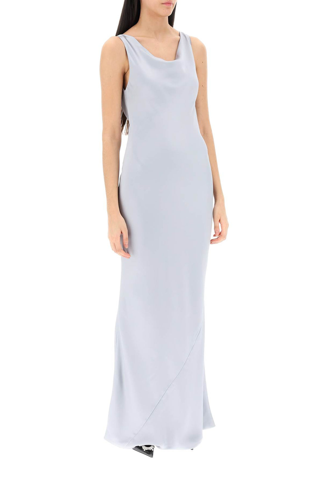 drape neck satin gown-1