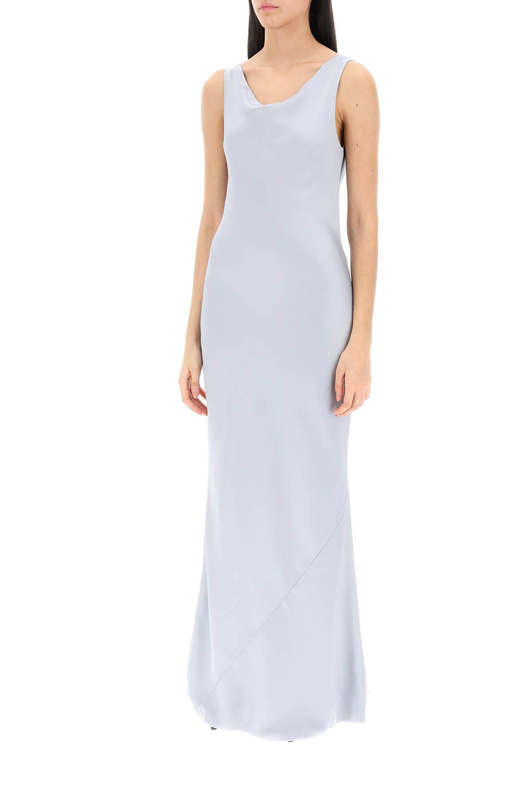 drape neck satin gown-3