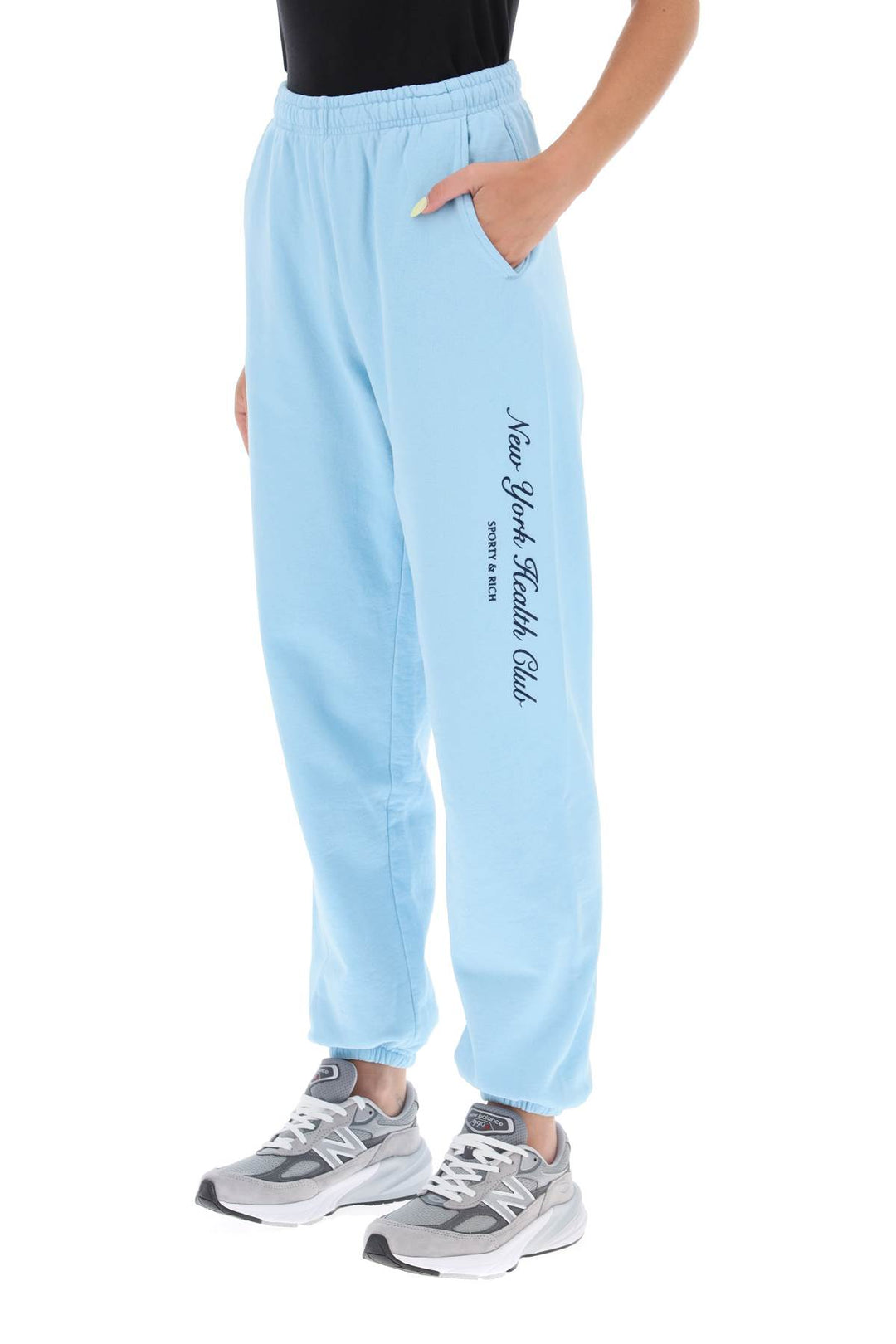 'ny health club' flocked sweatpants-3