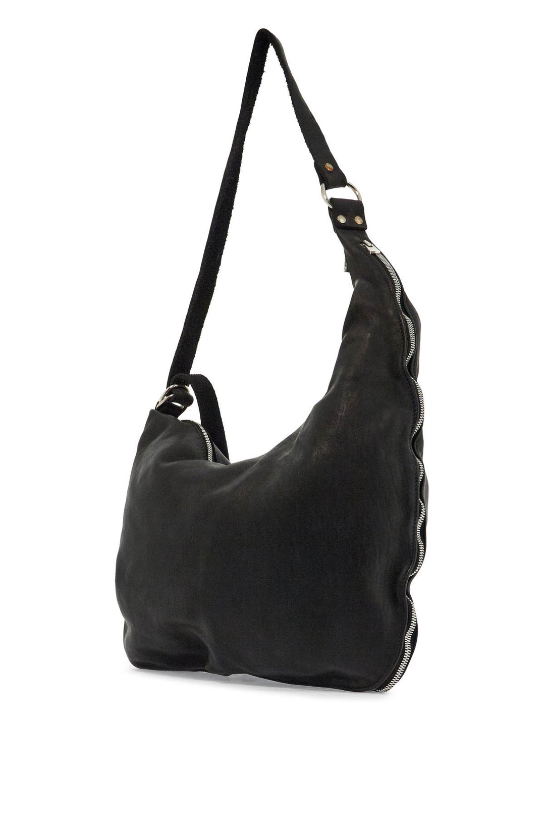 black horse leather crossbody bag with zip-1