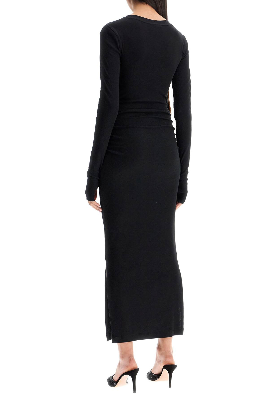 long ribbed jersey dress with nine words-2