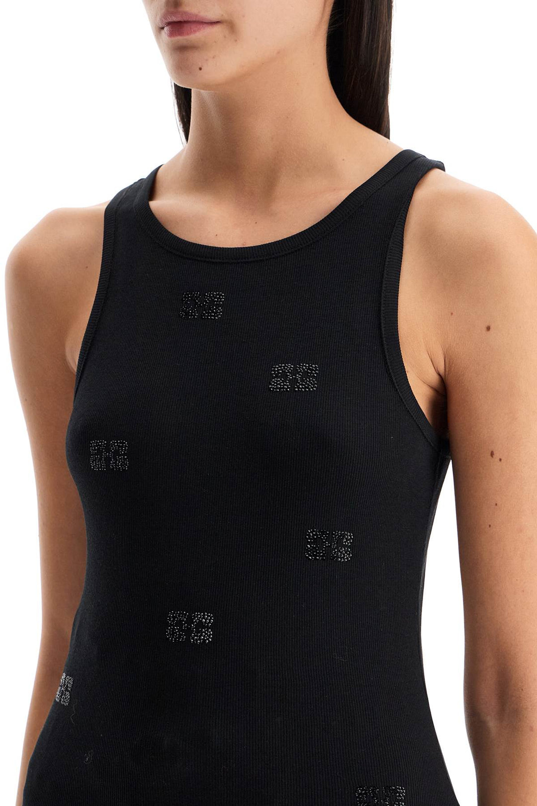 "tank top with rhinestone logo-3