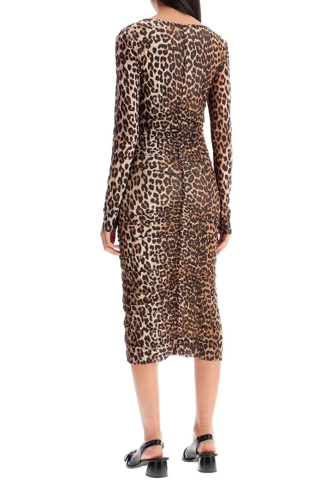 "animal print midi dress in mesh-2