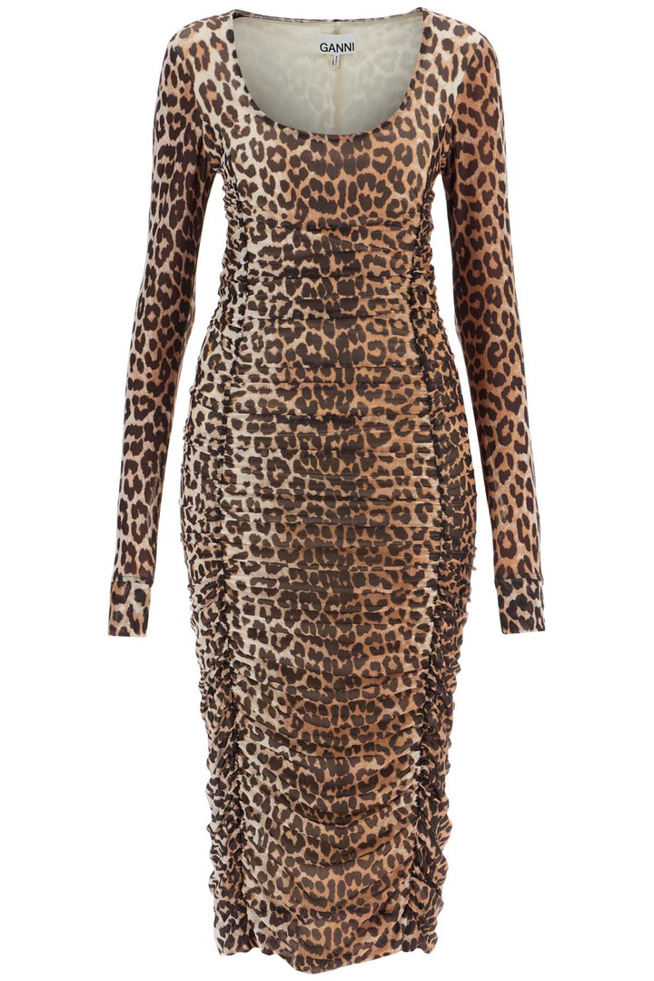 "animal print midi dress in mesh-0