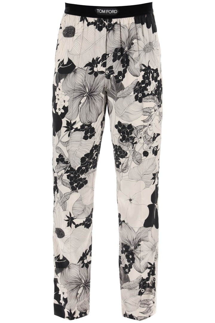 pajama pants in floral silk-0