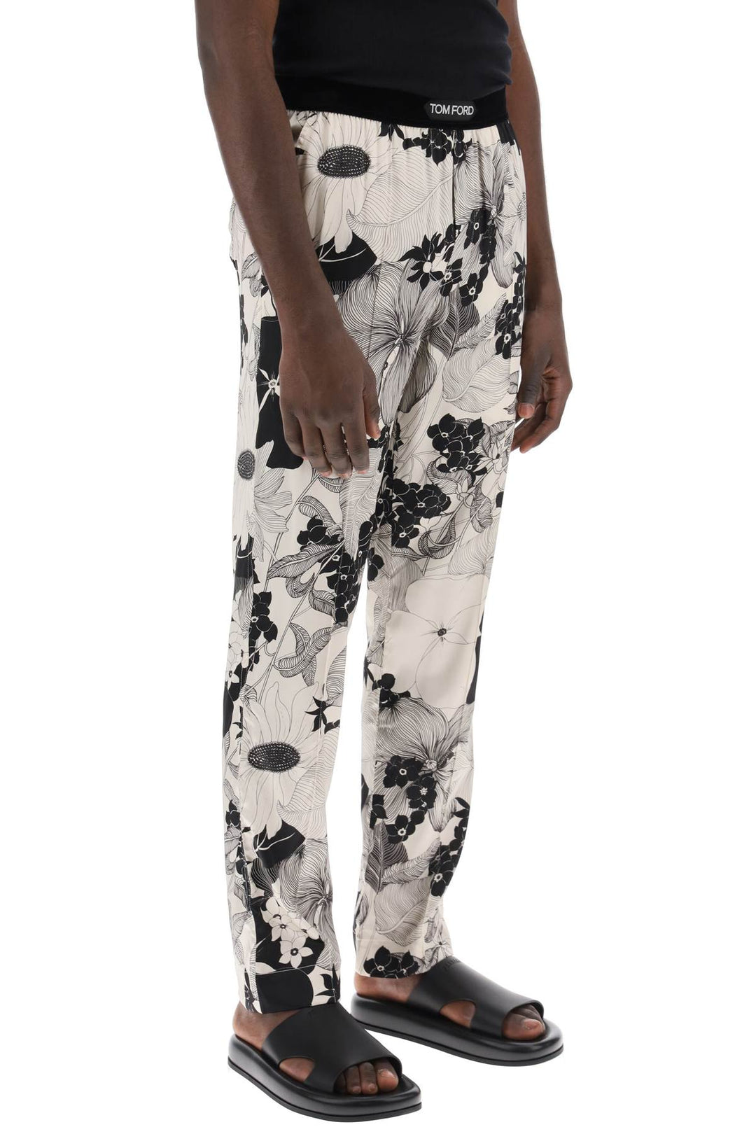 pajama pants in floral silk-1