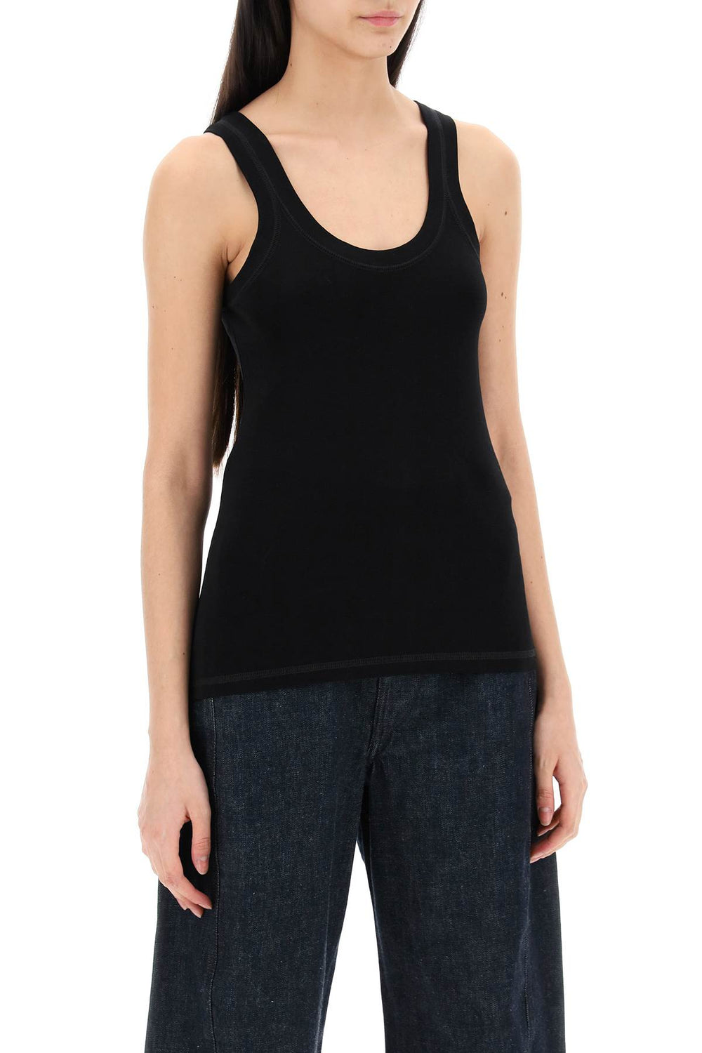 ribbed sleeveless top with-1