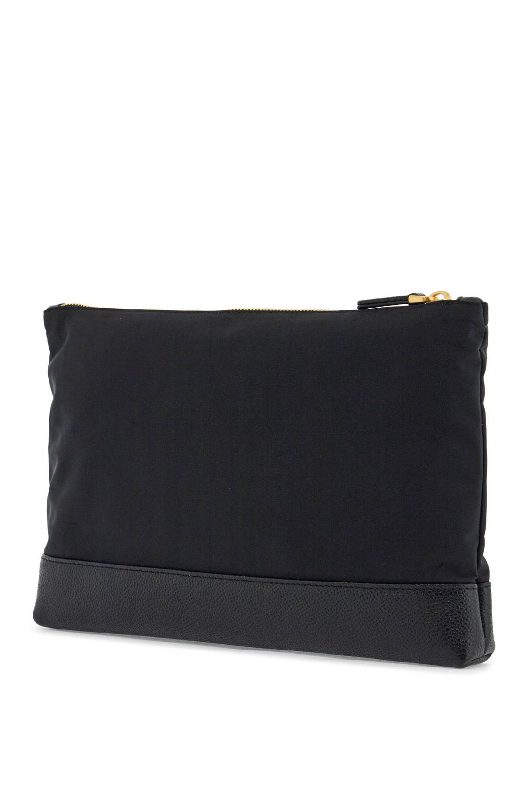 large pouch with gold zip and black tricolor stripe-1