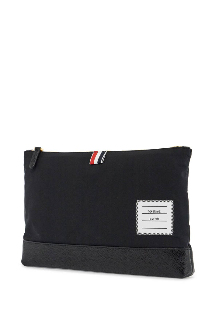 large pouch with gold zip and black tricolor stripe-2