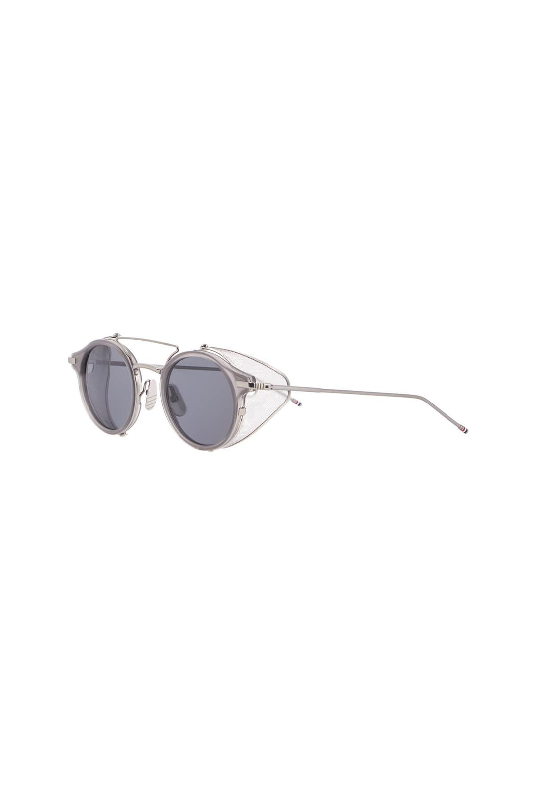 round sunglasses in light grey titanium and acetate with side protection-1