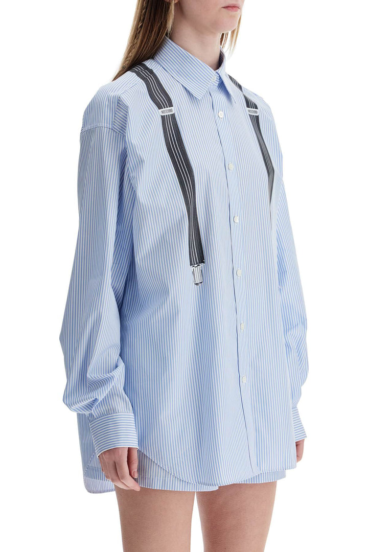 light blue cotton striped shirt with decorative straps-1