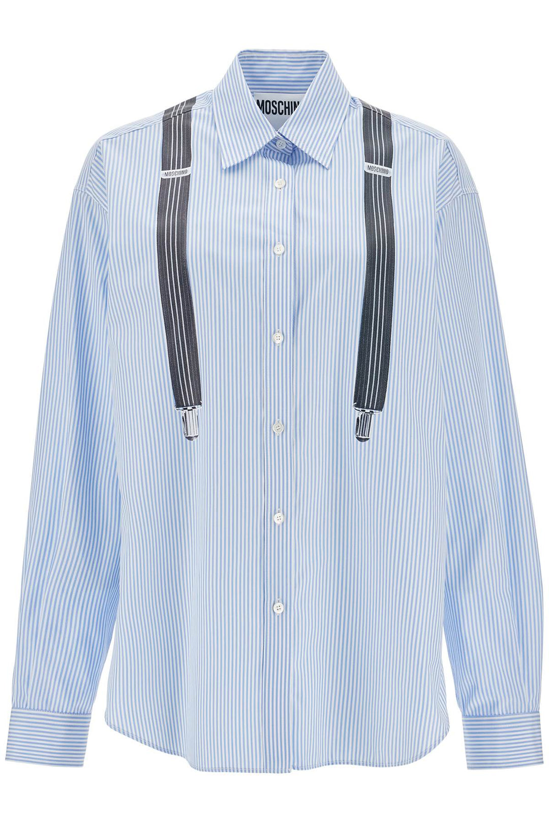 light blue cotton striped shirt with decorative straps-0