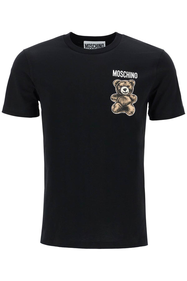 black cotton t-shirt with bear print-0