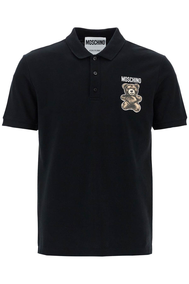 black cotton polo with bear print-0