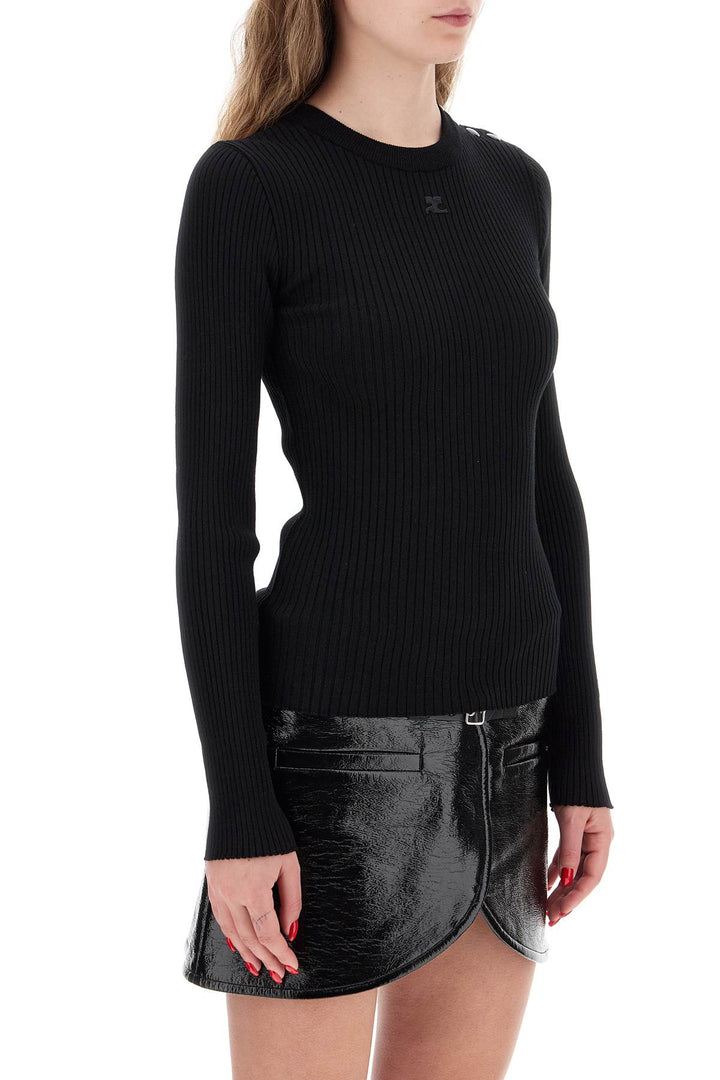 "ribbed stretch knit pullover sweater-1