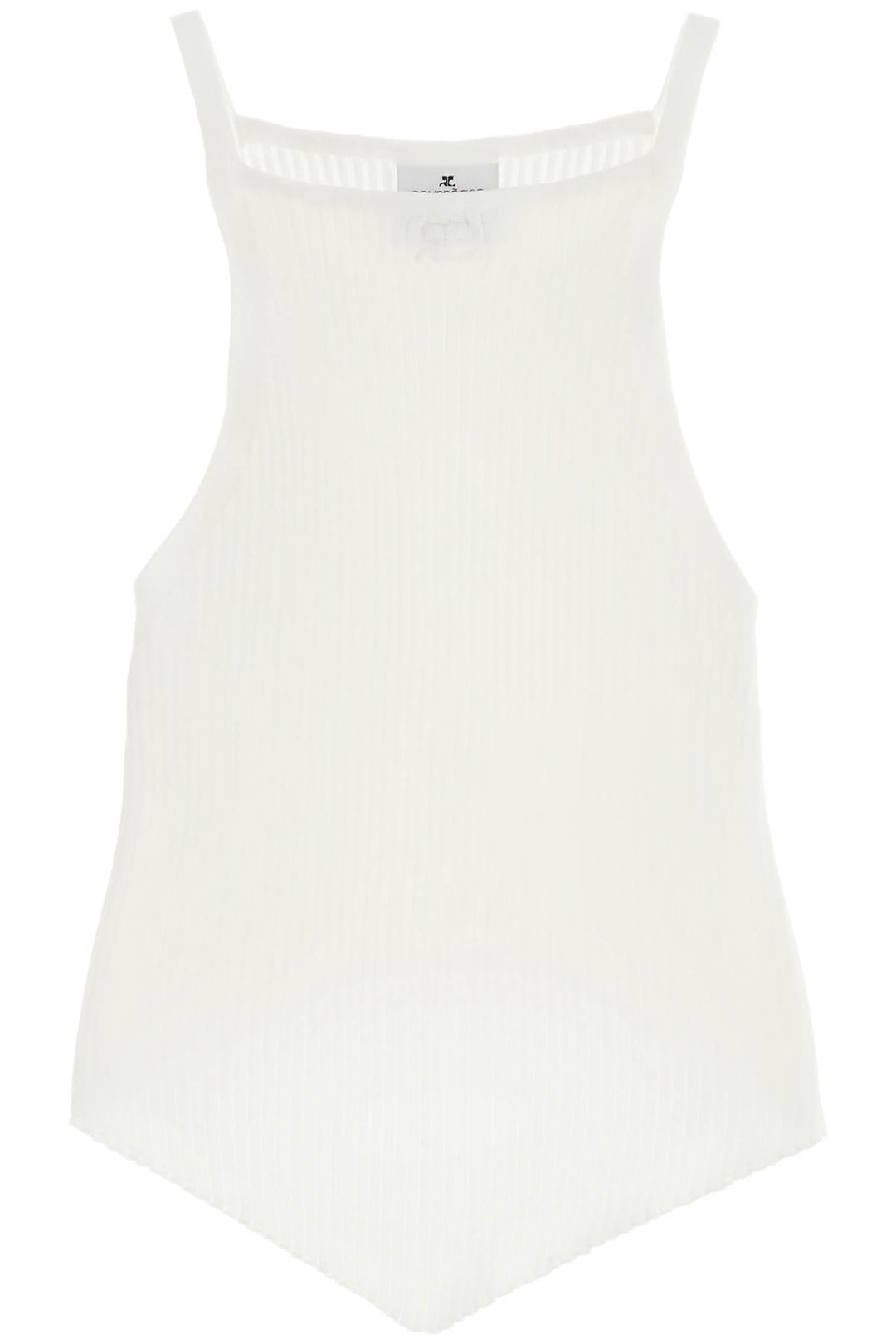 'ribbed knit tank top with pointed hem-0