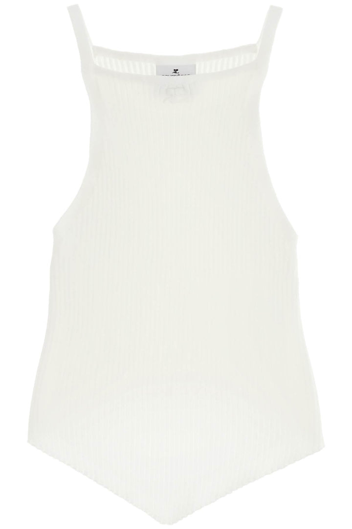 'ribbed knit tank top with pointed hem-0