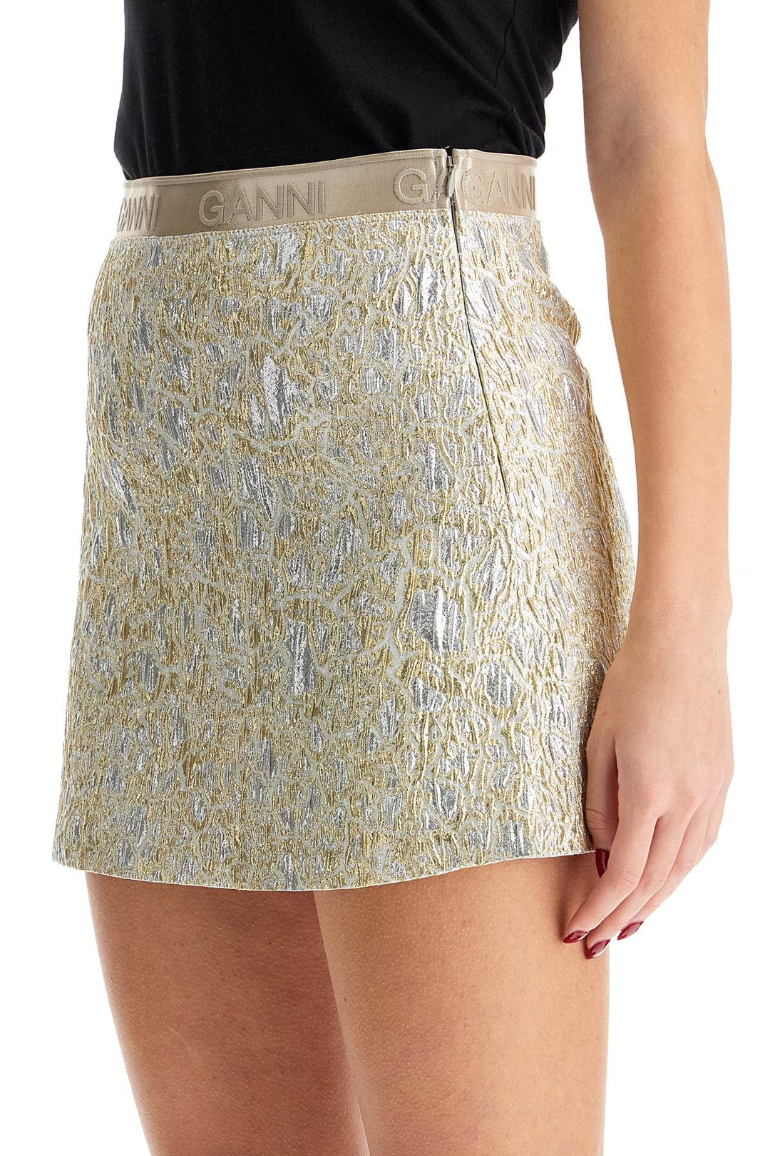 metallic cloqué mini skirt-3