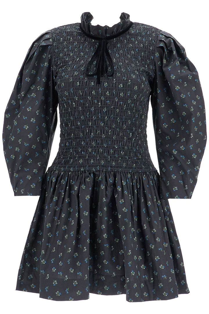 printed cotton smock mini dress-0