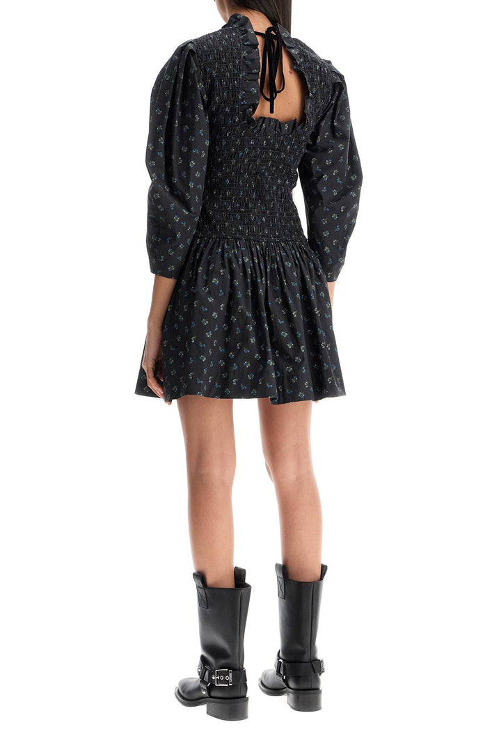 printed cotton smock mini dress-2