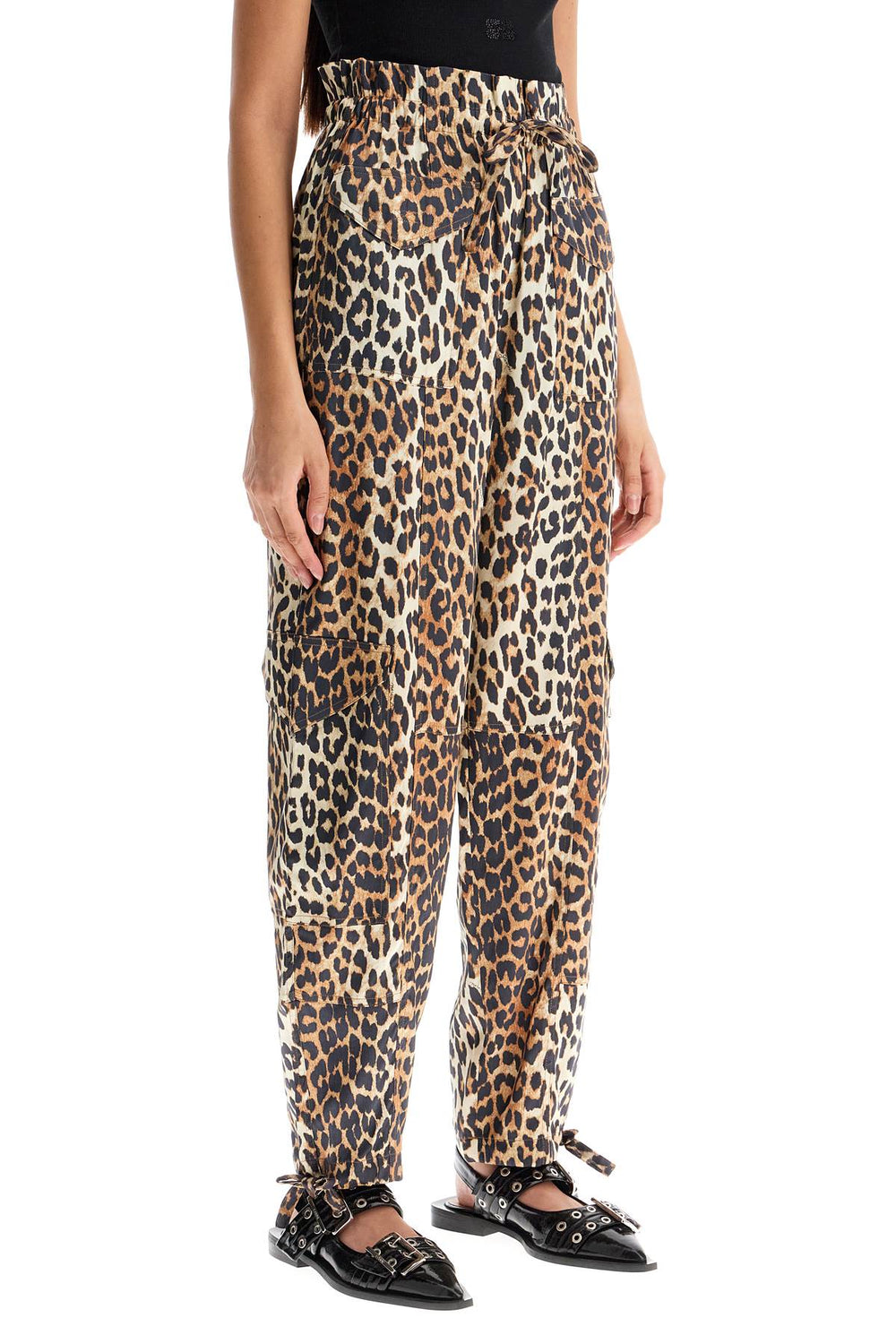 leopard print satin cargo pants-1