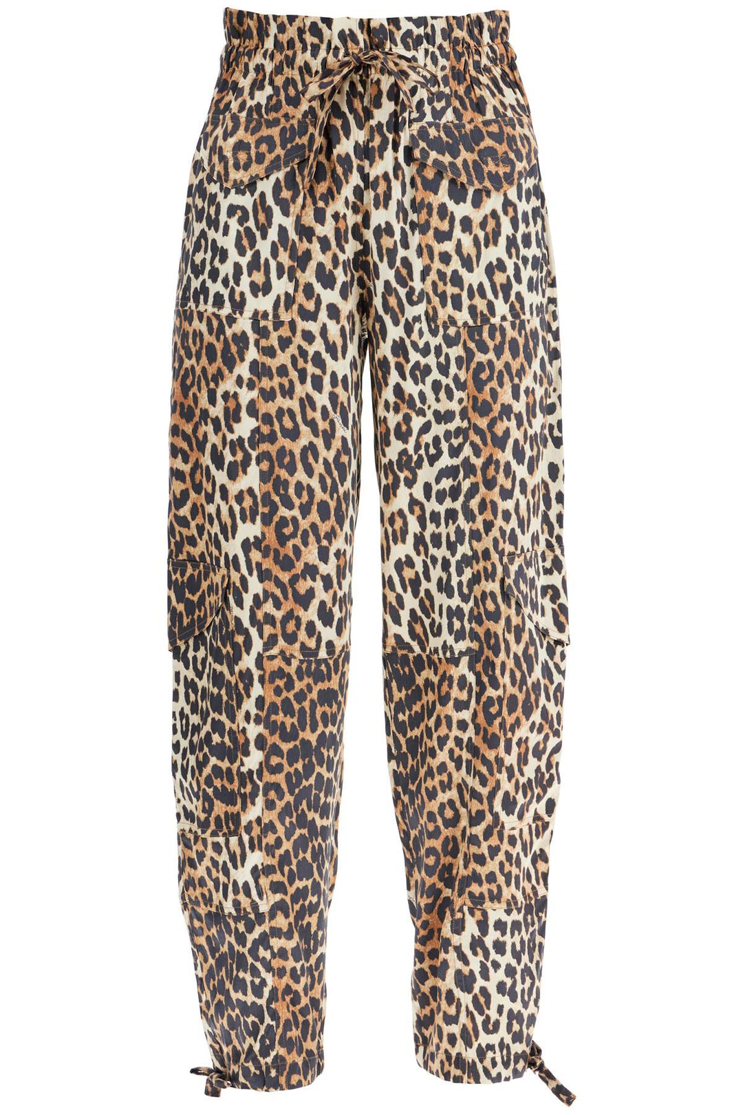 leopard print satin cargo pants-0