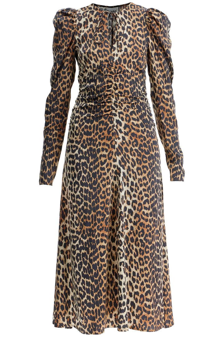 "animal print satin midi dress"-0