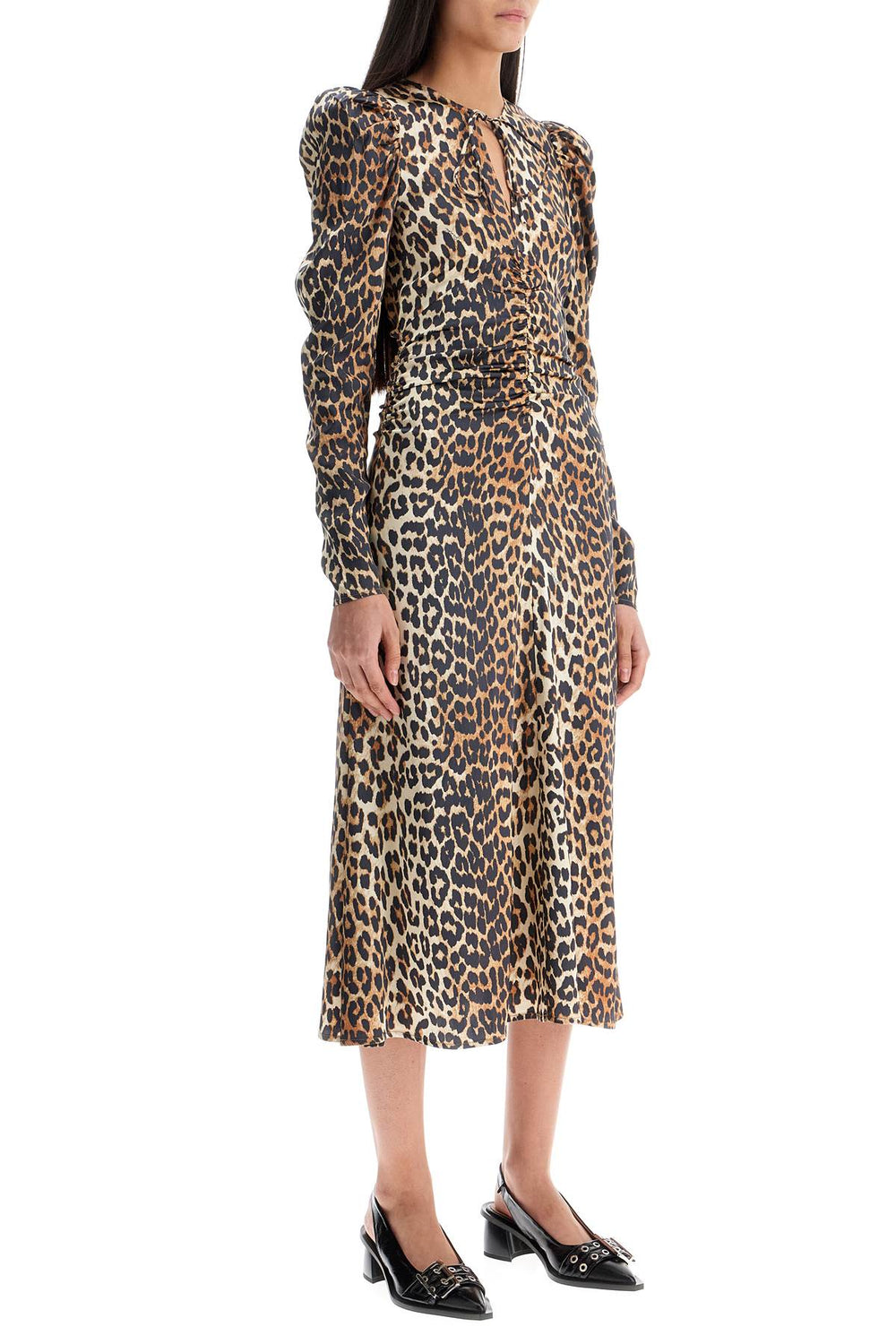 "animal print satin midi dress"-1