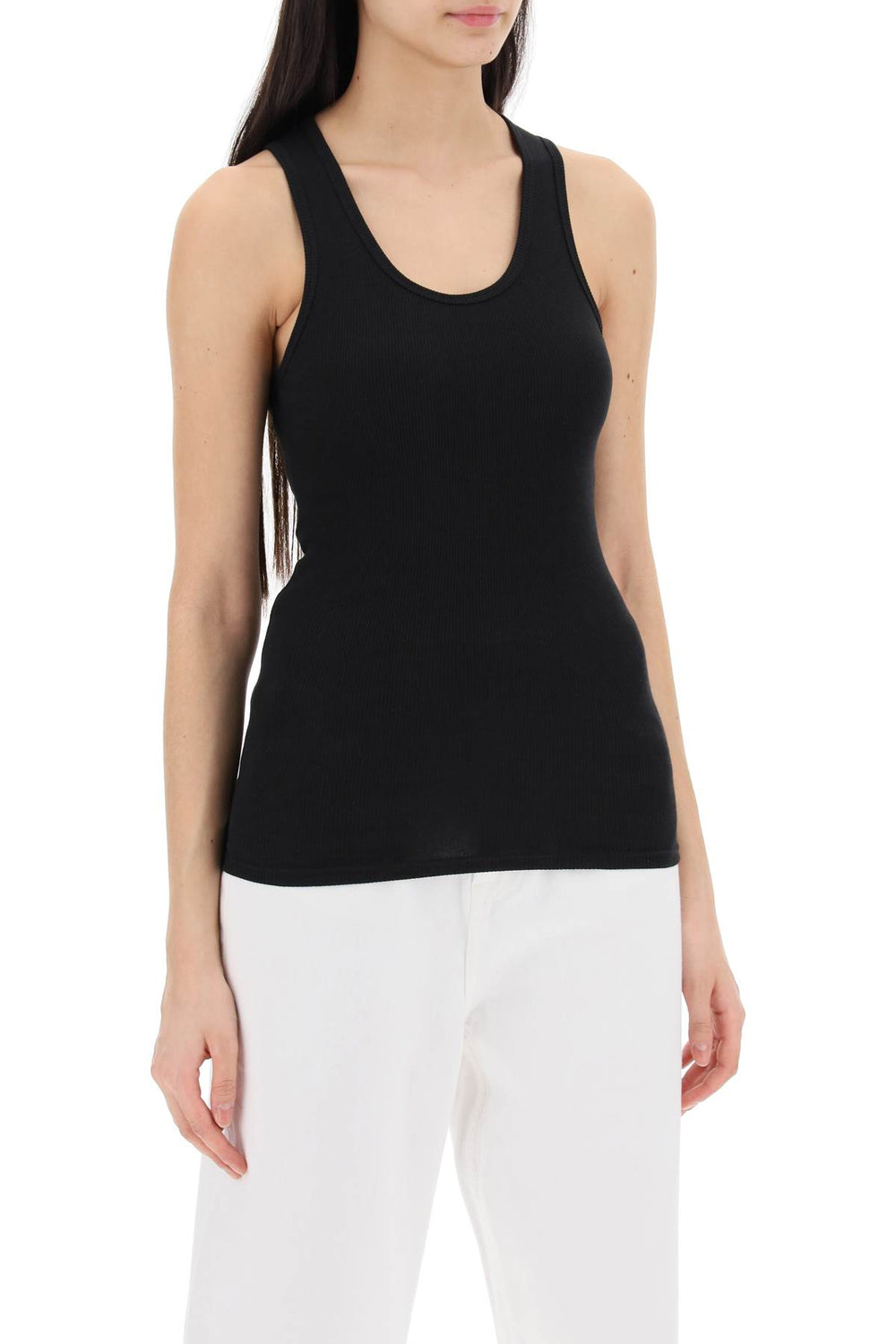 ribbed sleeveless top with-1