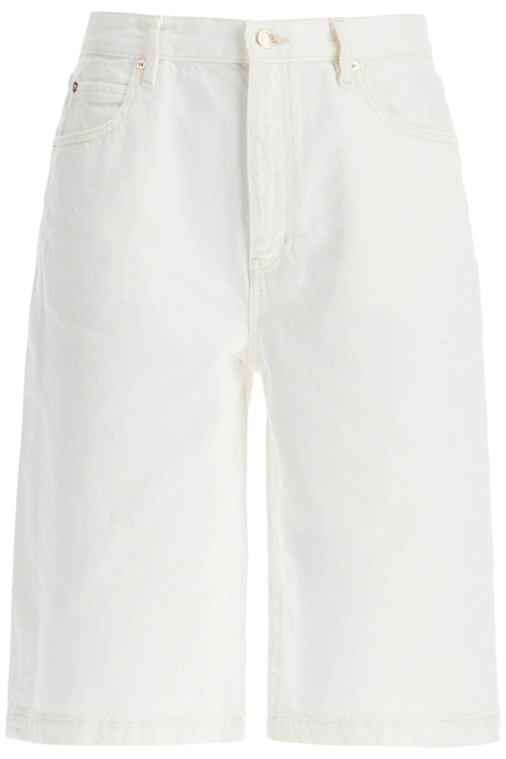 flared denim bermuda shorts.-0