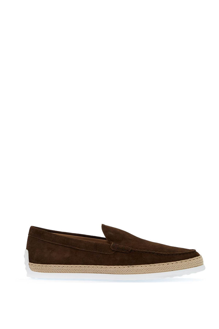 suede slip-on with rafia insert-0