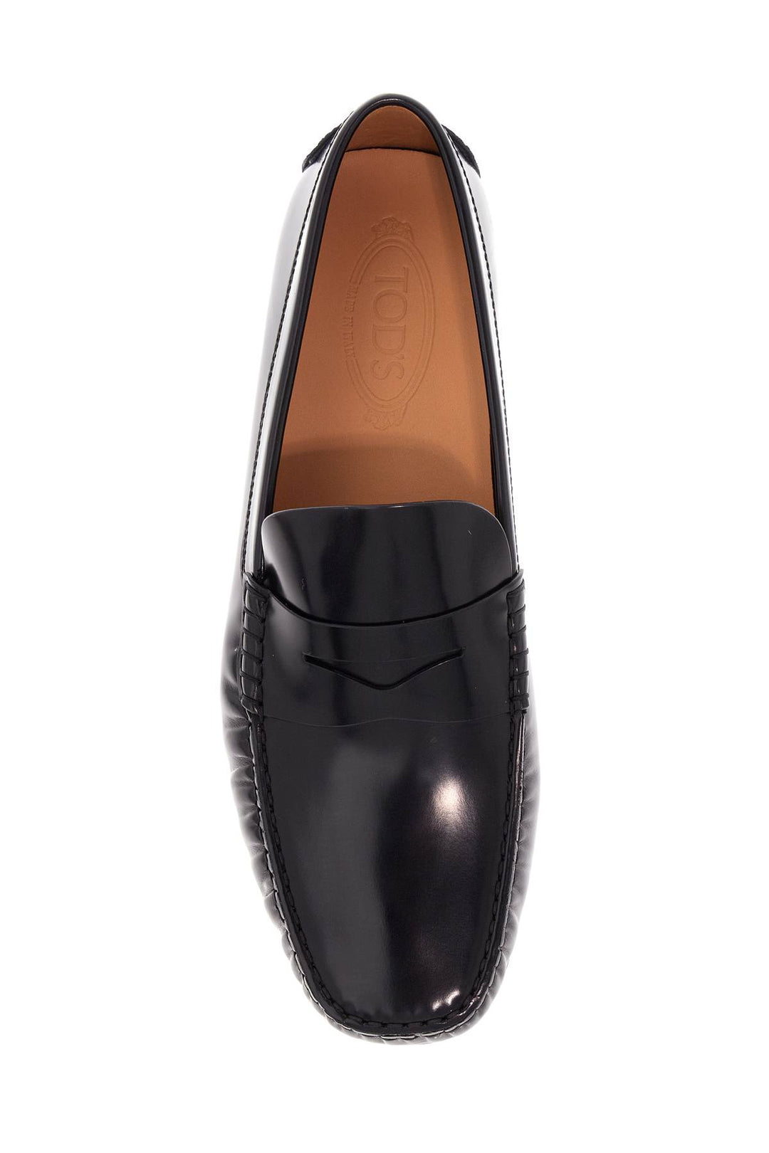 men's black calfskin loafers with elegant insert and rubber sole-1