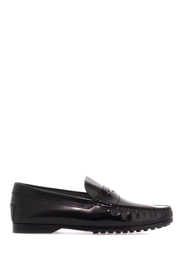 brushed leather loafers with penny detail-0