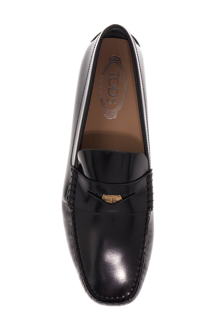 brushed leather loafers with penny detail-1