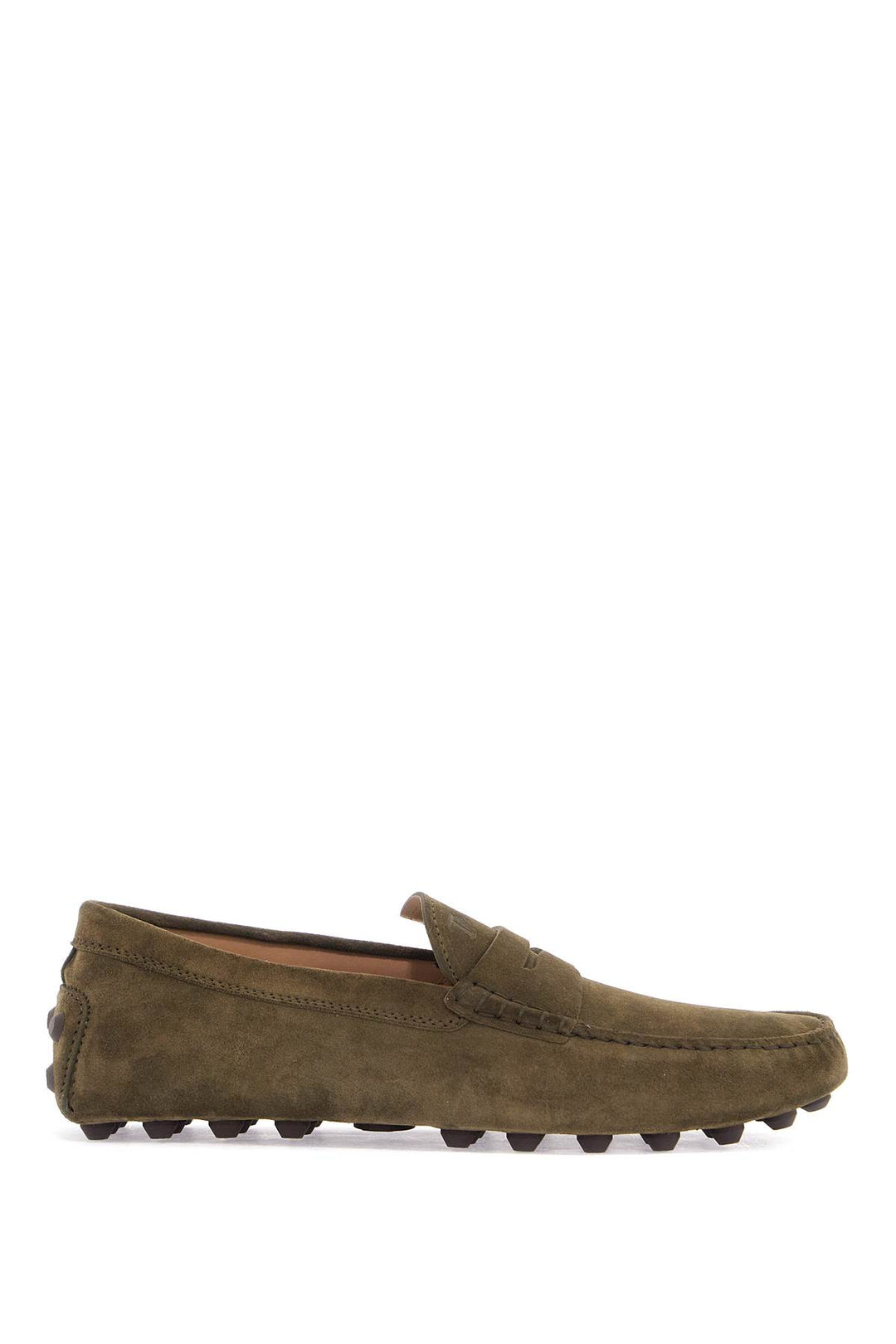 olive green suede loafers with rubber sole-0