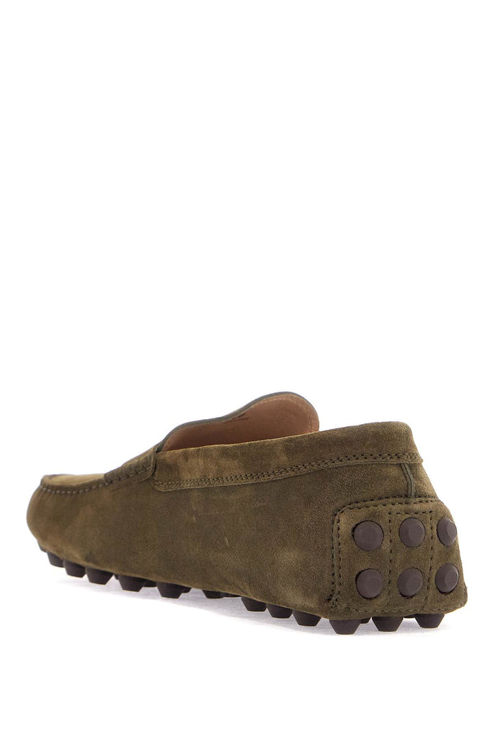 olive green suede loafers with rubber sole-2