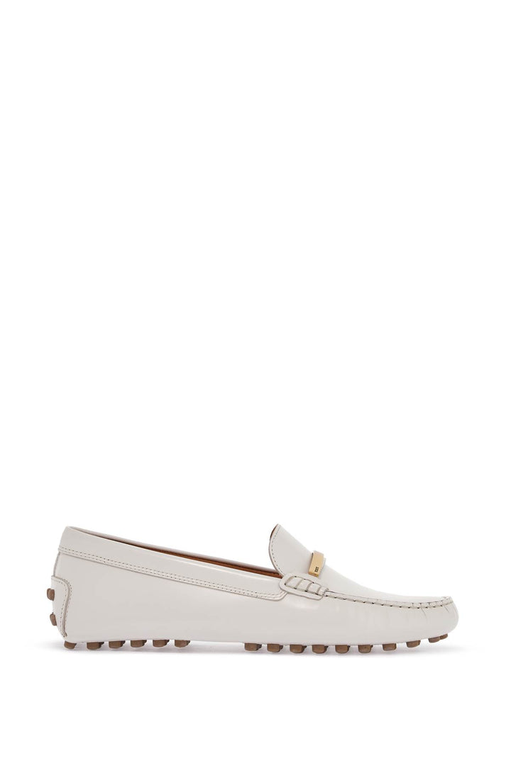 white lime calfskin driving loafer with low heel-0