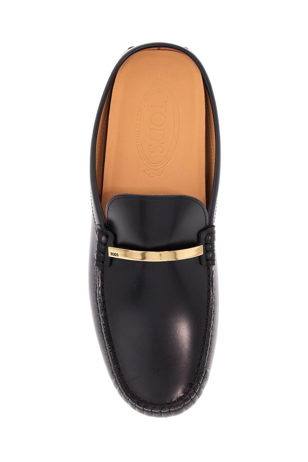 black calfskin slip-on loafers with metallic strap and rubber sole-1