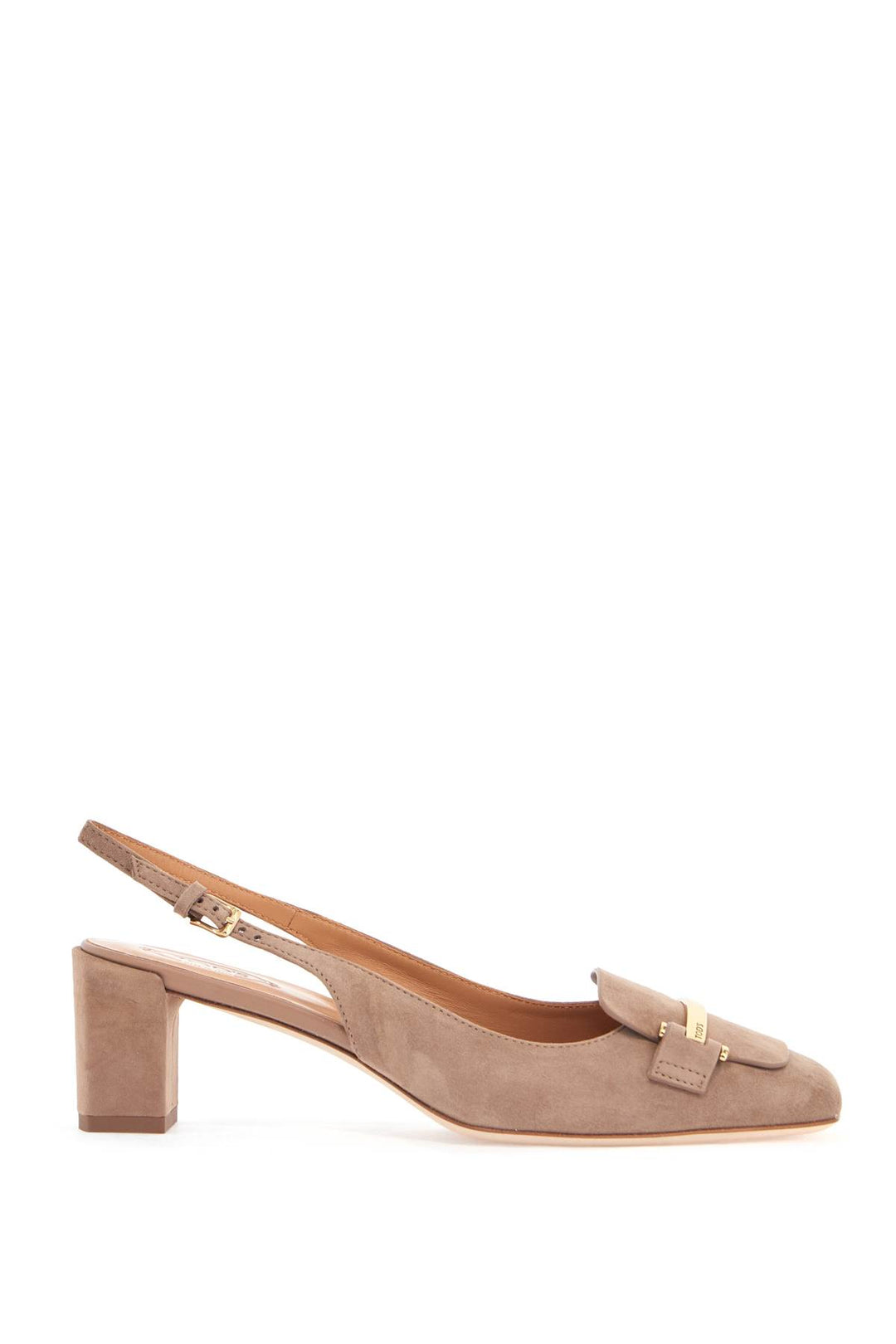 cappuccino goat leather pumps with metal bar-0