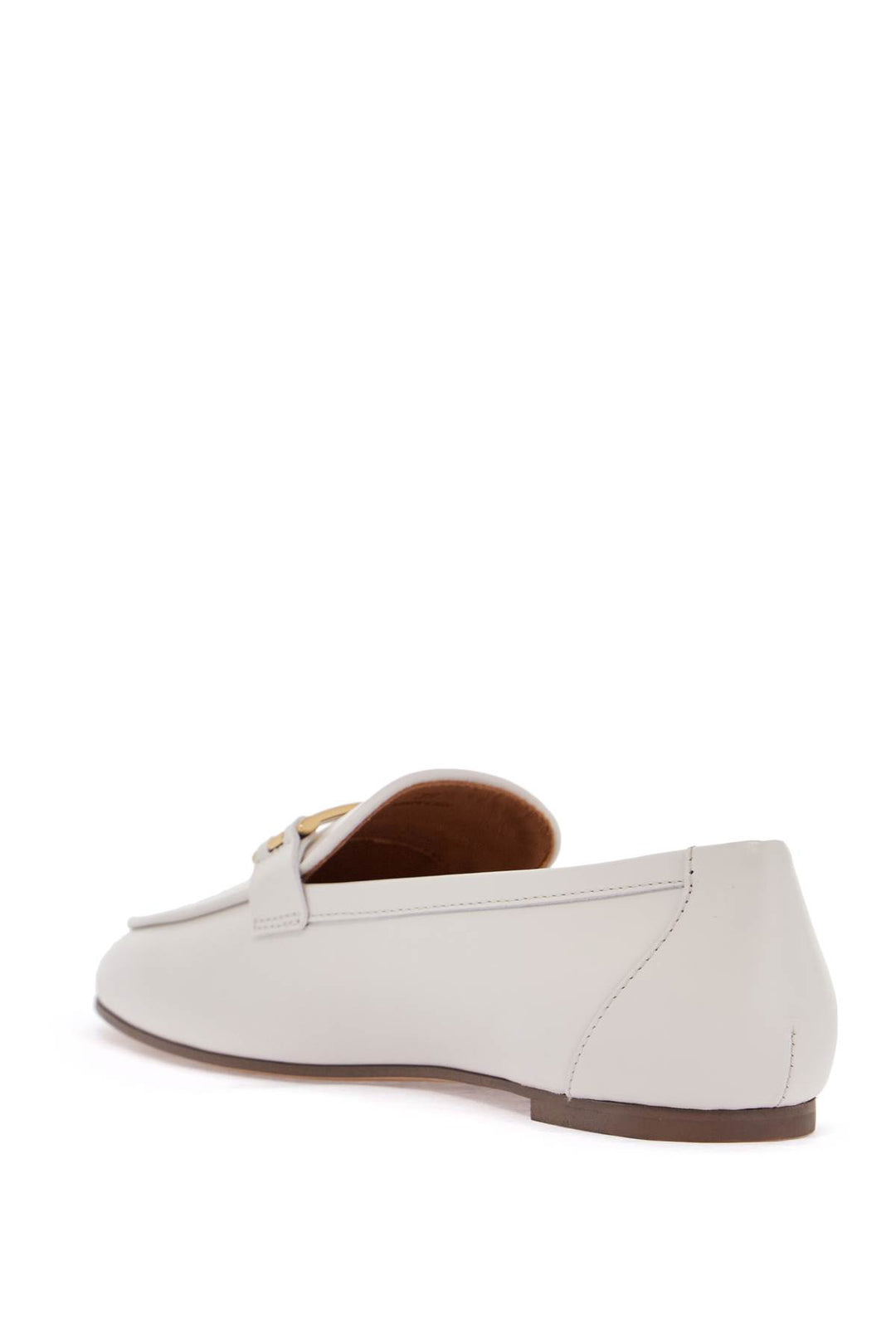 white calfskin moccasin with gold bar and velcro closure-2