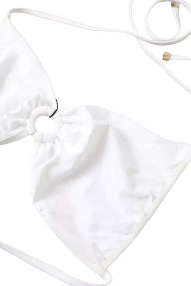 White Nylon Stretch Swimwear Top Bikini