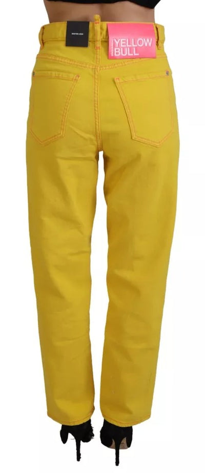 Yellow Cotton High Waist Straight Denim Boston Jeans