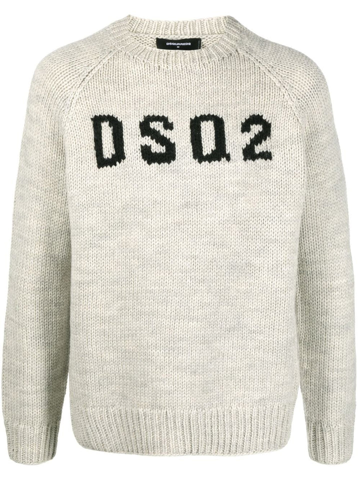 DSQUARED2 logo intarsia-knit wool jumper-0