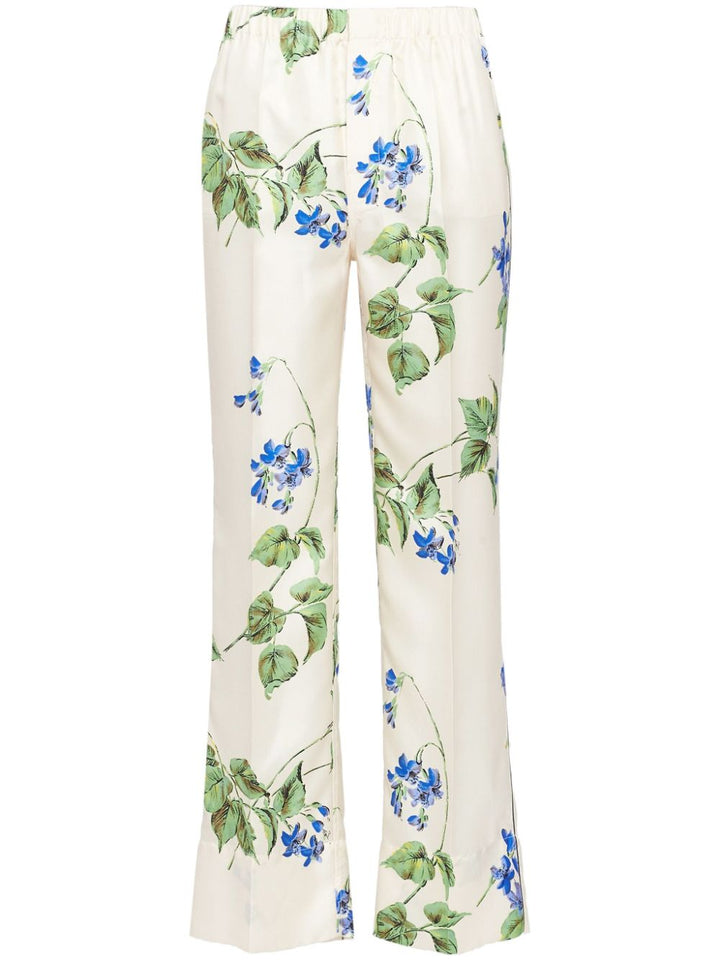 floral twill trousers-0